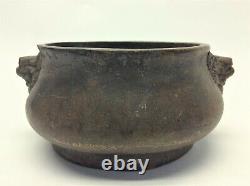 Antique Old Signed Chinese Bronze Censer Incense Xuande Marking Foo Dog Dragons