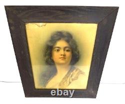 Antique Old Signed Russell's Chocolates Lady Portrait Advertising Ad Print