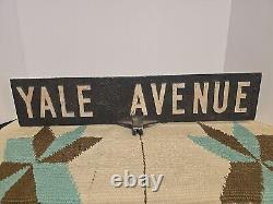Antique Old Street Sign YALE AVE Cast Iron Double Sided RARE 23