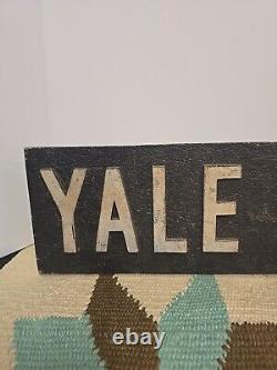 Antique Old Street Sign YALE AVE Cast Iron Double Sided RARE 23