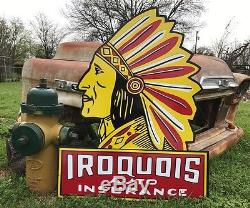 Antique Old Style Iroquois Auto Insurance Sign! SALE