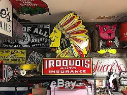Antique Old Style Iroquois Auto Insurance Sign! SALE