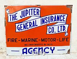Antique Old The Jupiter General Insurance Co. LT. Ad Porcelain Enamel Sign Board