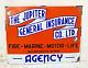 Antique Old The Jupiter General Insurance Co. Lt. Ad Porcelain Enamel Sign Board