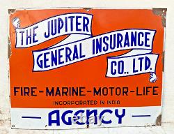 Antique Old The Jupiter General Insurance Co. LT. Ad Porcelain Enamel Sign Board