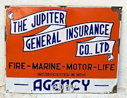 Antique Old The Jupiter General Insurance Co. LT. Ad Porcelain Enamel Sign Board