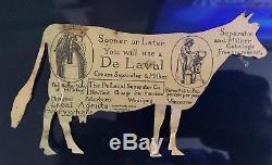 Antique Old Tin DeLaval Advertising Salesman Sample Sign Cow Guernsey Dairy Farm