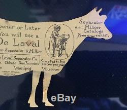 Antique Old Tin DeLaval Advertising Salesman Sample Sign Cow Guernsey Dairy Farm