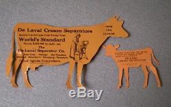 Antique Old Tin De Laval Advertising Guernsey Cow and Calf Excellent Condition
