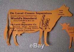 Antique Old Tin De Laval Advertising Guernsey Cow and Calf Excellent Condition