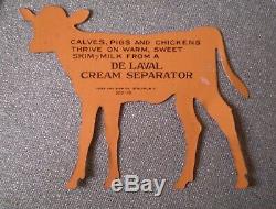 Antique Old Tin De Laval Advertising Guernsey Cow and Calf Excellent Condition