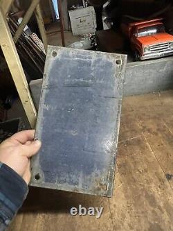 Antique Old Train Railroad RR Yellow Porcelain Number License Plate Tag Sign 320