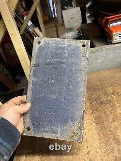 Antique Old Train Railroad RR Yellow Porcelain Number License Plate Tag Sign 320