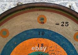 Antique Old Vintage Lg Folk Art Hand Painted Dartboard Bar Restaurant Decor Sign