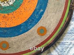 Antique Old Vintage Lg Folk Art Hand Painted Dartboard Bar Restaurant Decor Sign