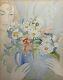 Antique Old Vintage Original Watercolor Painting Woman With Flowers Signed Sean