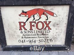 Antique Old Wooden Hand Painted Advertising Sign R Fox Architecture Glasgow