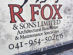 Antique Old Wooden Hand Painted Advertising Sign R Fox Architecture Glasgow