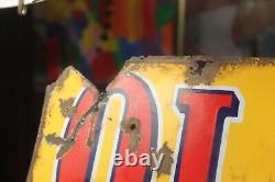 Antique Original 1930's OLD GOLD Cigarettes Porcelain Enamel Sign 12 x 36