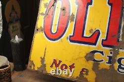 Antique Original 1930's OLD GOLD Cigarettes Porcelain Enamel Sign 12 x 36