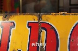 Antique Original 1930's OLD GOLD Cigarettes Porcelain Enamel Sign 12 x 36
