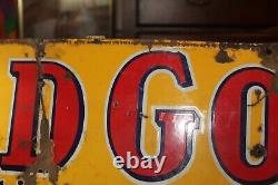 Antique Original 1930's OLD GOLD Cigarettes Porcelain Enamel Sign 12 x 36