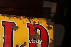 Antique Original 1930's OLD GOLD Cigarettes Porcelain Enamel Sign 12 x 36
