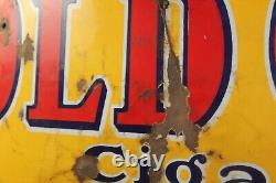 Antique Original 1930's OLD GOLD Cigarettes Porcelain Enamel Sign 12 x 36
