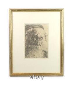 Antique Original Hermann Struck Untitled Etching Print of Old Man Signed 1905