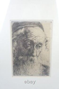 Antique Original Hermann Struck Untitled Etching Print of Old Man Signed 1905