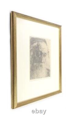 Antique Original Hermann Struck Untitled Etching Print of Old Man Signed 1905