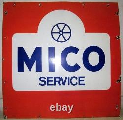 Antique Original MICO SERVICE Big Porcelain Enamel Advertisement Sign Board Old