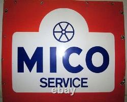 Antique Original MICO SERVICE Big Porcelain Enamel Advertisement Sign Board Old