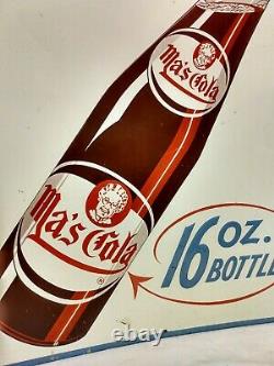 Antique Original Mas Cola Embossed Soda Pop Bottle Advertising Sign Vintage Old
