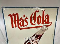 Antique Original Mas Cola Embossed Soda Pop Bottle Advertising Sign Vintage Old