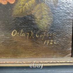 Antique Original Oil Painting Old Still Life Flowers Fine Deco Frame Signed 1922