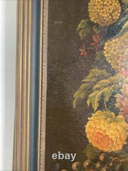 Antique Original Oil Painting Old Still Life Flowers Fine Deco Frame Signed 1922