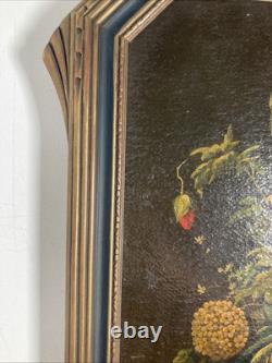 Antique Original Oil Painting Old Still Life Flowers Fine Deco Frame Signed 1922