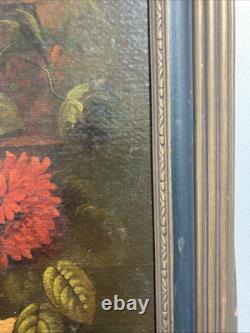 Antique Original Oil Painting Old Still Life Flowers Fine Deco Frame Signed 1922