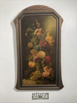 Antique Original Oil Painting Old Still Life Flowers Fine Deco Frame Signed 1922