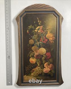 Antique Original Oil Painting Old Still Life Flowers Fine Deco Frame Signed 1922