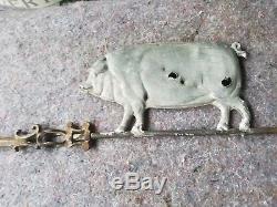 Antique Original Pig Weathervane FARM Bacon Hog Barn Art Sign Old Wind Vane