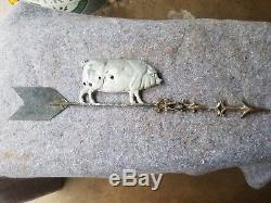 Antique Original Pig Weathervane FARM Bacon Hog Barn Art Sign Old Wind Vane