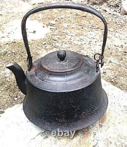 Antique Original Signed Old Japanese Cast Iron Tetsubin Teapot Kettle