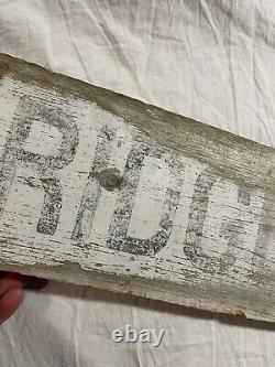 Antique Painted Wooden Sign STONEBRIDGE Arrow old surface