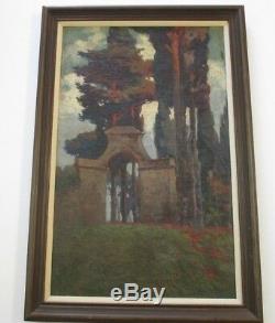 Antique Painting Art Deco Arts And Crafts Landscape Architectural Blooming Old