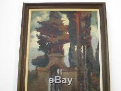 Antique Painting Art Deco Arts And Crafts Landscape Architectural Blooming Old