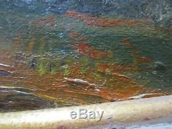 Antique Painting Early Old California Wild Flower Landscape Sea Coastal Poppies