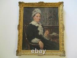 Antique Painting Estate Portrait Female Woman Ship Owners Wife 19th Century Old