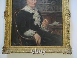 Antique Painting Estate Portrait Female Woman Ship Owners Wife 19th Century Old